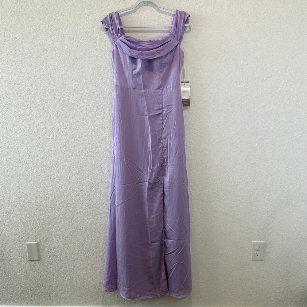Stacees NWT Lilac Purple Maxi Satin Formed Special Occasion Dress Size 8